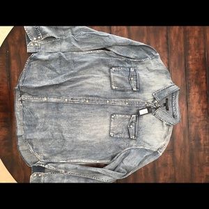 John Varvatos Men’s long button up jean shirt